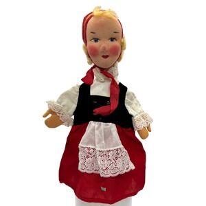 Vintage‎ Kersa German Folk Art Hand Puppet Red Dress Woman Red Riding